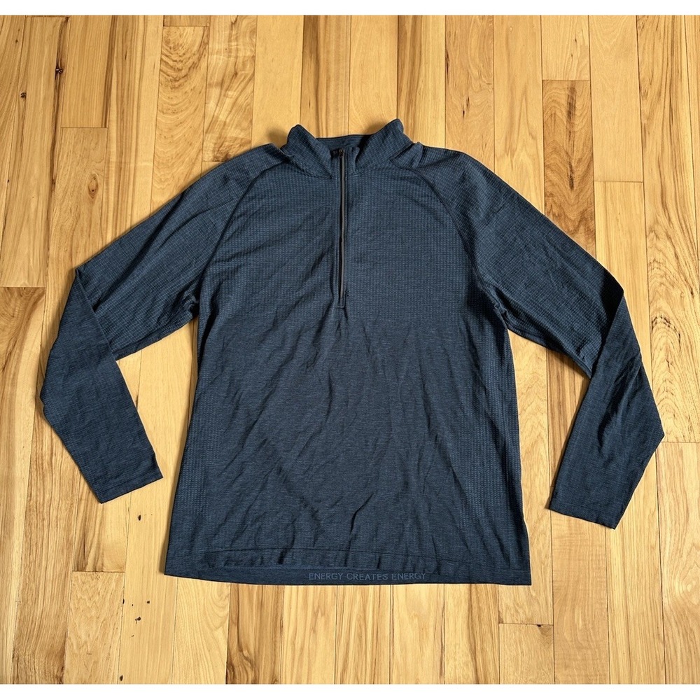 Lululemon Pullover Mens XL Blue Long Sleeve 1/4 Zip Athletic Running Flaw